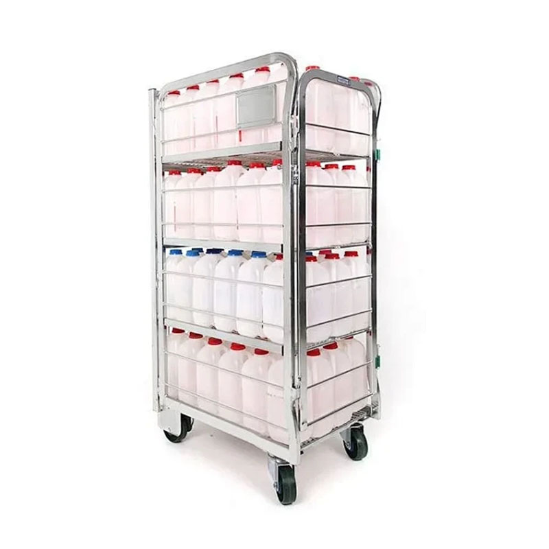 4 Tier Hot-dip Galvanized Foldable Milk Trolley