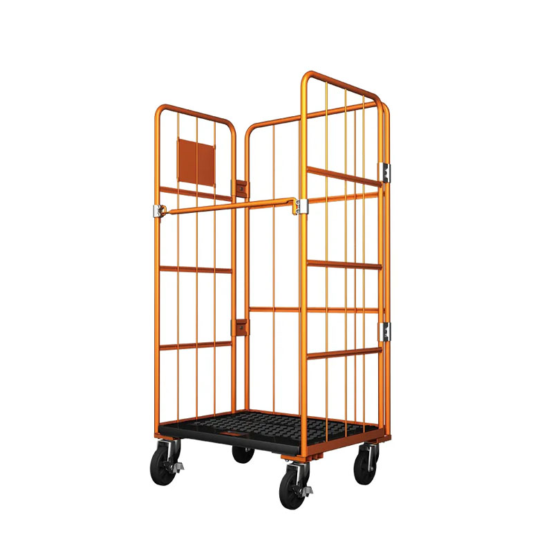3 Sided “L” Frame Roll Cage Trolley With Plastic Base