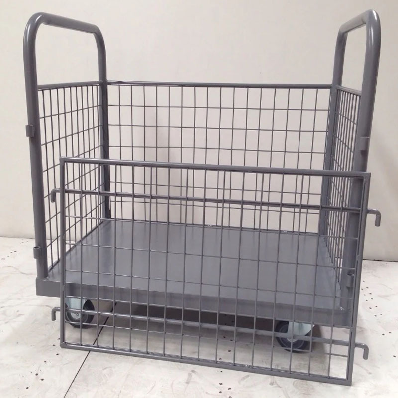 600KG Heavy Duty Industrial Mesh Trolley With One Removable Side